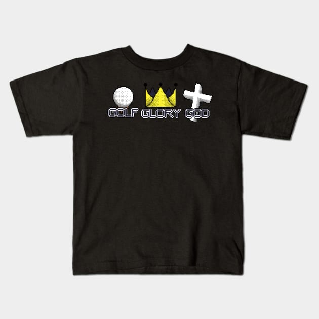 gold, glory, and gospel Kids T-Shirt by pixel eats sugar